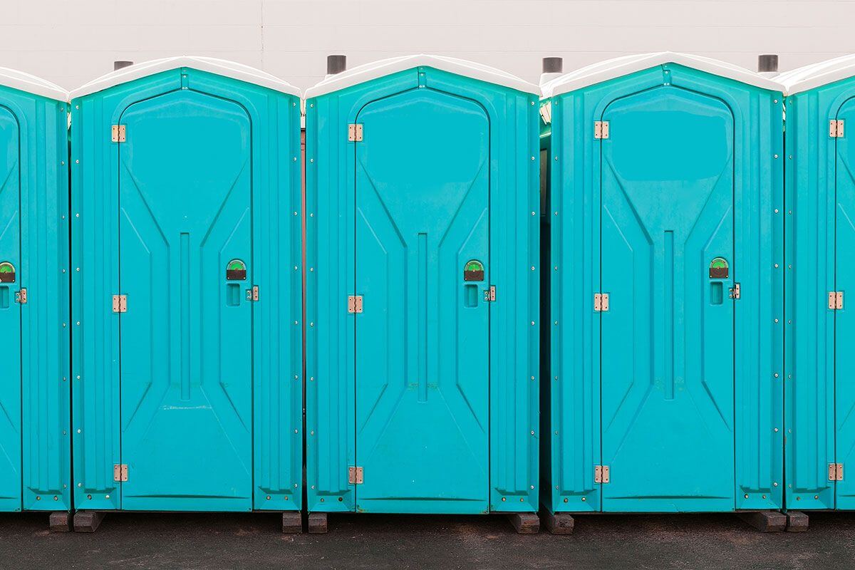 Industrial portable restroom units at a plant in Federal Way, Washington