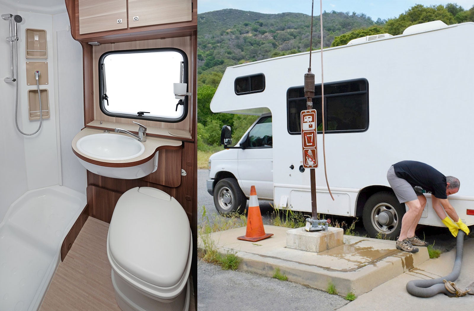 Portable RV/camper toilet and holding tank setup in Federal Way, Washington
