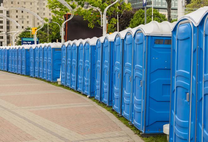 Seasonal porta potty units set up at a Federal Way, Washington venue